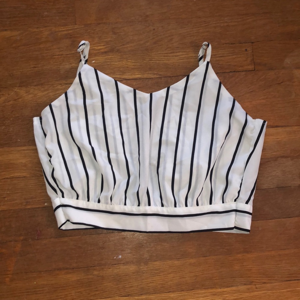Black and white striped crop top